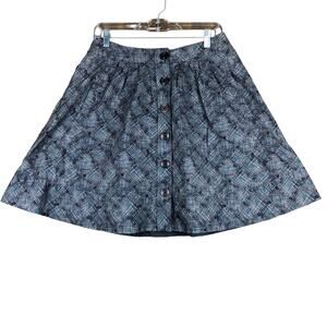 Anthropologie Fei Womens Skirt Gray Multicolored A Line Pleated Buttons Preppy 4